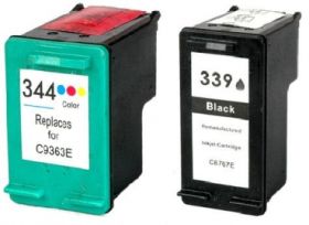 HP (COMPATIBLE) - HP 339 Noir - HP 344 Tricolor Pack de 2 cartouches d'encre remanufacturées C8767EE - C9363EE